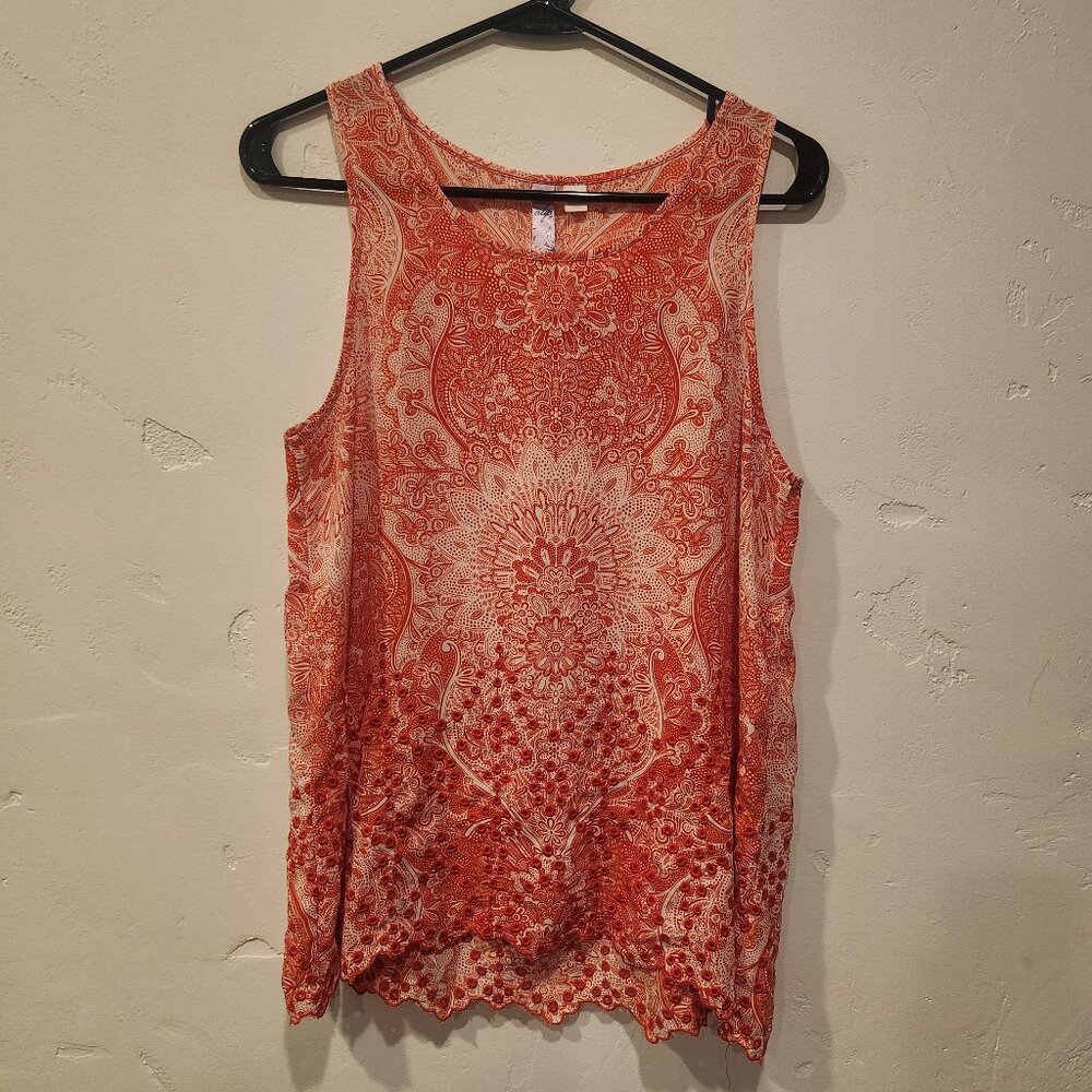 Alya, orange and white sleeveless top